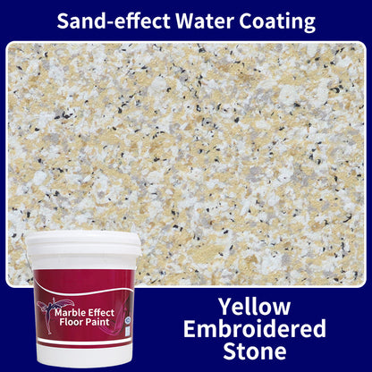 CrystalCoat – Premium Epoxy Floor Finish – (Sand-effect Water Coating) Yellow Embroidered Stone / 1 Barrel