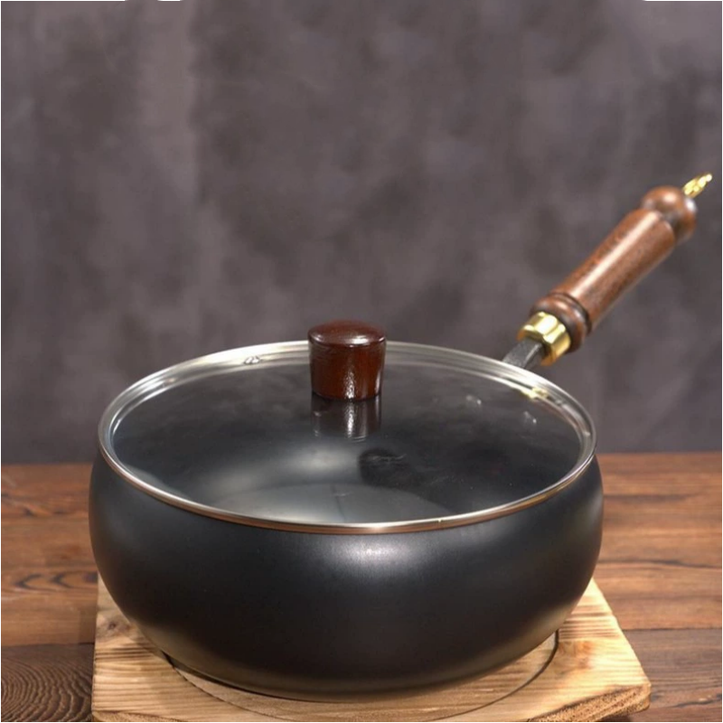 FlameCraft – Premium Iron Cookware – 24cm (with glass lid)