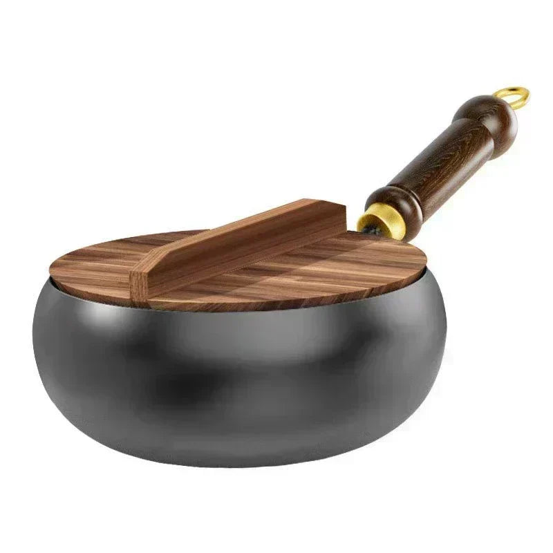 FlameCraft – Premium Iron Cookware – 24cm (with wooden lid)