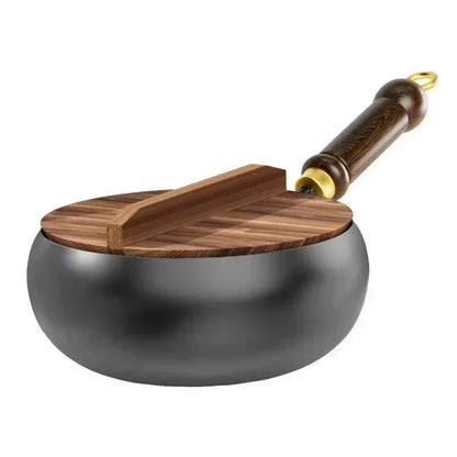 FlameCraft – Premium Iron Cookware – 24cm (with wooden lid)