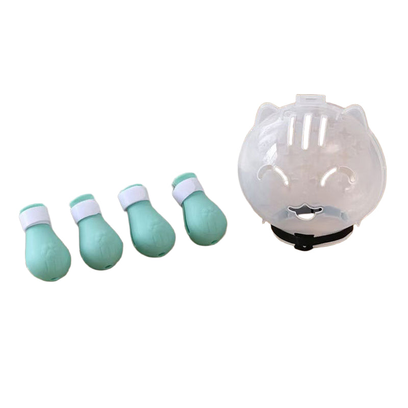 PetArmor – Anti Bite Cat Safety Helmet Set – Green - Helmet + Paw guards / M