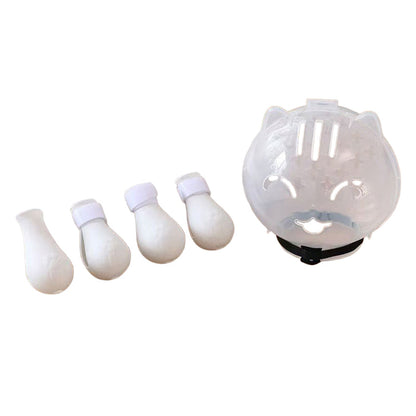 PetArmor – Anti Bite Cat Safety Helmet Set – White - Helmet + Paw guards / M