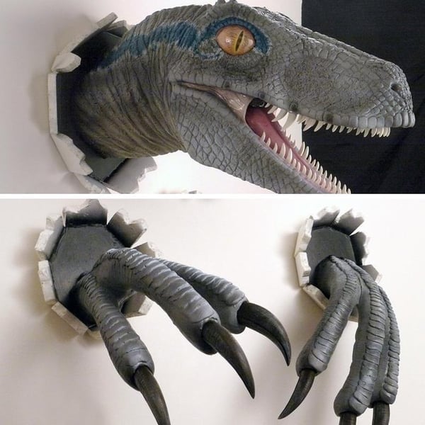 DinoForge – Hyper Realistic Wall Art – Blue Velociraptor