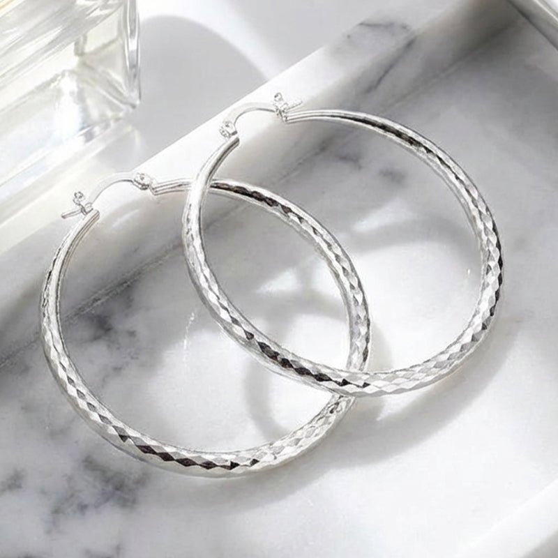 LumiLuxe – Brilliant Diamond Cut Hoop Earrings – image 3
