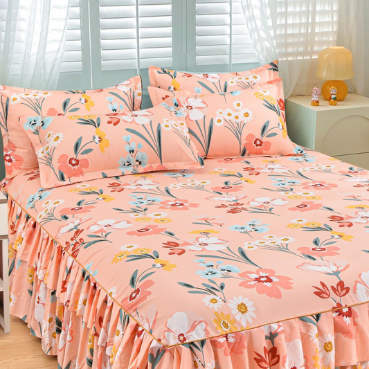 VelvetBloom – Cozy Floral Bedding Set – Orange / Cot size - 40×75in / 99x190cm / Scented plaster/wax pendant for bedroom (Fragrance is random)
