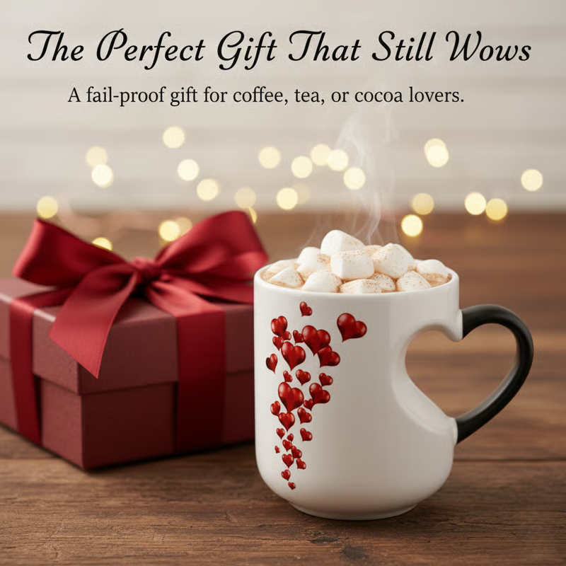 !!! Color-Changing Ceramic Mug with Heart-Shaped Handle for Valentine's Day – image 5