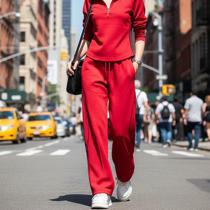 ActiveChic – Women’s Two-Piece Athleisure Outfit Effortless Style – Red / M