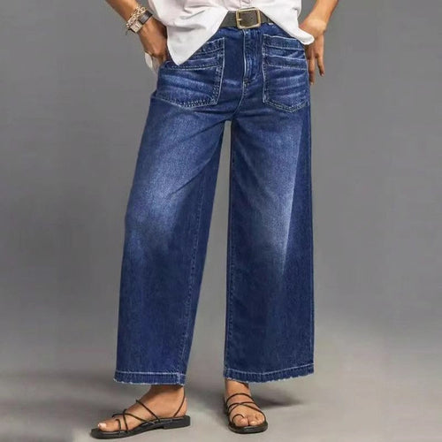 SculptFit – Tummy Control Wide-Leg Jeans – Dark Blue / S