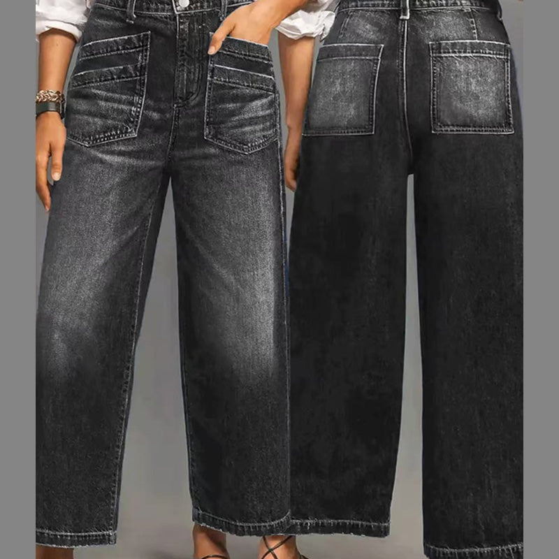 SculptFit – Tummy Control Wide-Leg Jeans – Black / S