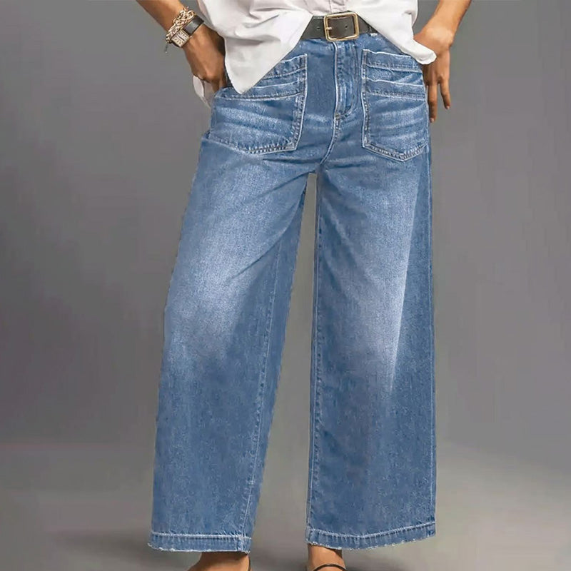 SculptFit – Tummy Control Wide-Leg Jeans – Light Blue / S