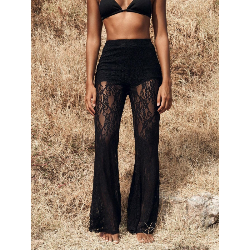 CharmiLace – High Waist Boho Flare Pants – Black / S
