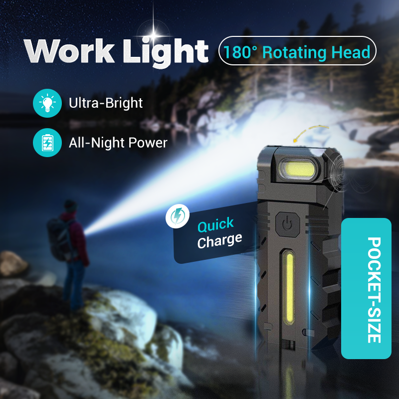 LiteMate – Magnetic Base LED Work Light, Rotating Head – Black / BUY 1