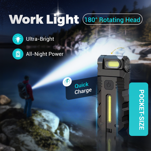 LiteMate – Magnetic Base LED Work Light, Rotating Head – Black / BUY 1