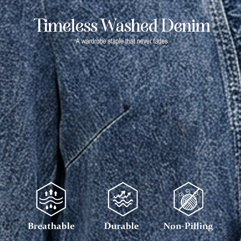 DenimLuxe – Women’s Ruffle Trim Denim Jacket – Blue / S