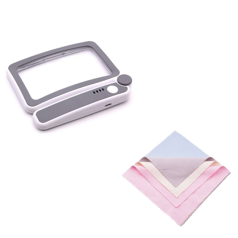 VisionEase – Lighted Reading Magnifier – Gray+5 lens cleaning cloths