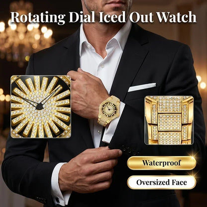 CrownElite – Luxury Rotating Diamond Style Watch – Gold