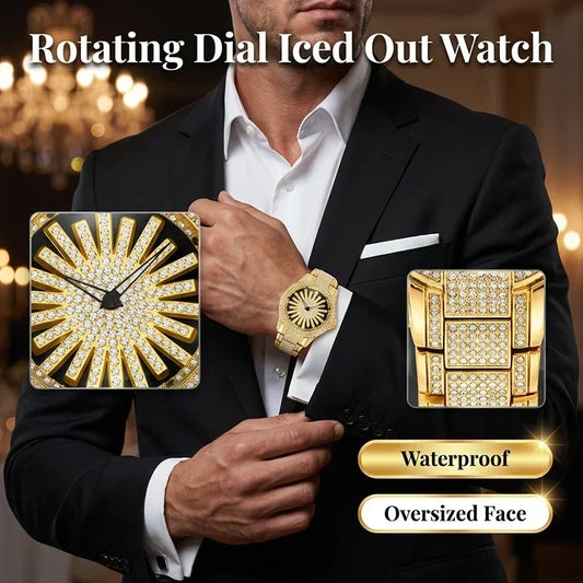 CrownElite – Luxury Rotating Diamond Style Watch – Gold