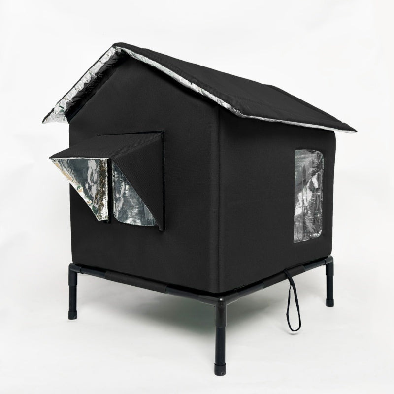 WhiskerHaven – Premium Outdoor Cat House – Black / M