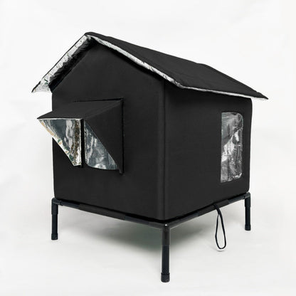 WhiskerHaven – Premium Outdoor Cat House – Black / M