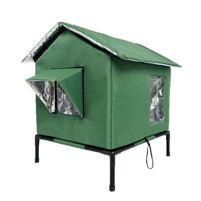 WhiskerHaven – Premium Outdoor Cat House – Dark Green / M