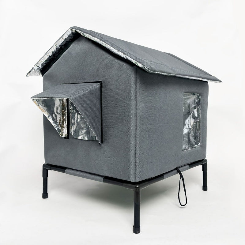 WhiskerHaven – Premium Outdoor Cat House – Dark Gray / M