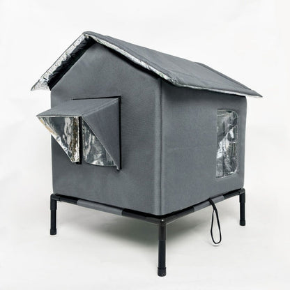 WhiskerHaven – Premium Outdoor Cat House – Dark Gray / M
