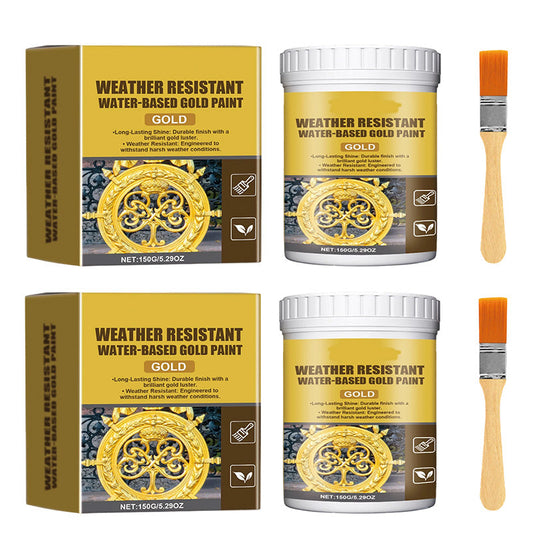 GildoraShield – Weather Resistant Water-Based Gold Paint – Gold + (Brush️) / BUY 2 & SAVE EXTRA 5$