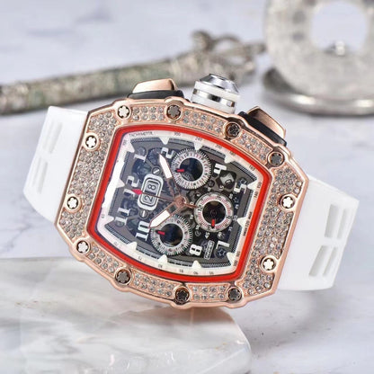 LuxeSpark – Rhinestone Embellished Watch – White