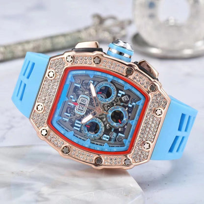 LuxeSpark – Rhinestone Embellished Watch – Light blue