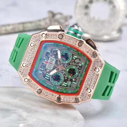 LuxeSpark – Rhinestone Embellished Watch – Green