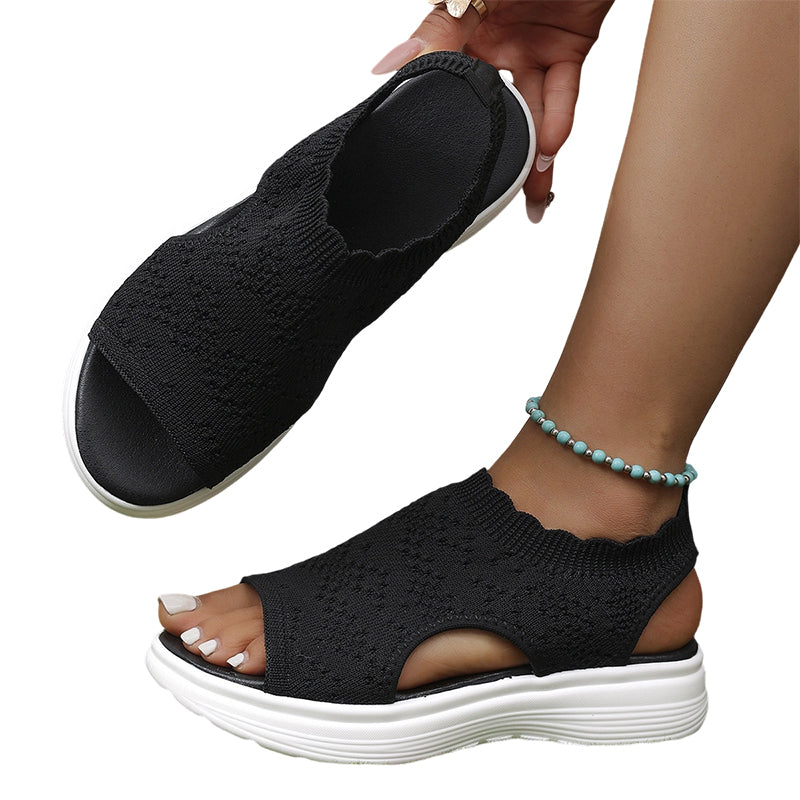 FlexWalk – Breathable Platform Sandals – Black / 36/US 4