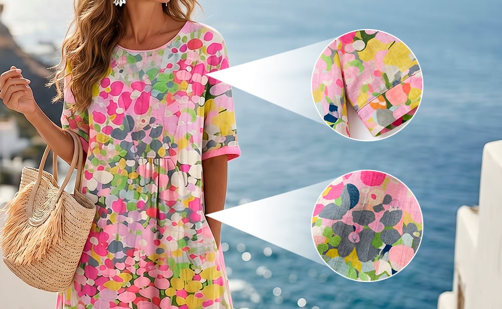 AquaBloom - Watercolor Midi Dress with Hidden Pockets – image 3