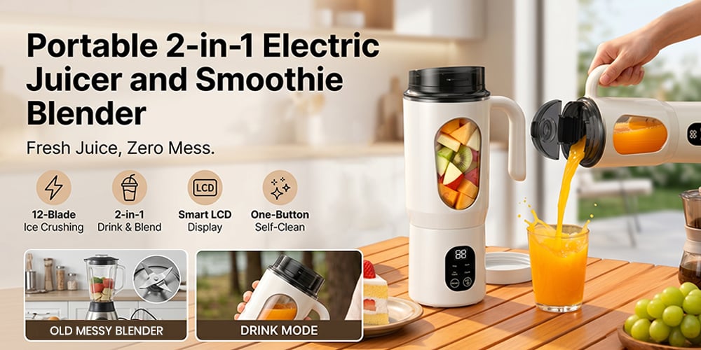 BlendGo - Portable 2-in-1 Smoothie Blender – White