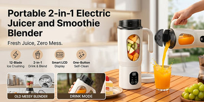 BlendGo - Portable 2-in-1 Smoothie Blender – White
