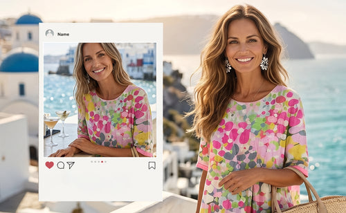 AquaBloom - Watercolor Midi Dress with Hidden Pockets – Pink / S