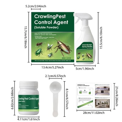 BugShield – Crawling Insect Pest Control Kit – 1 set(1x High-Concentration Powder (40g) + 1x Ergonomic Spray Bottle + 1x Precise Measuring Spoon)