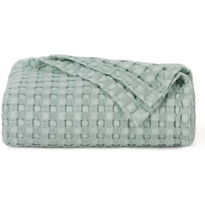 CloudWeave – Breathable Luxury Waffle Blanket – Teal Blue (150x200cm (59" x 79")