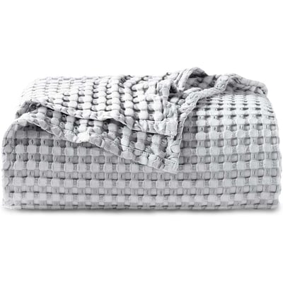 CloudWeave – Breathable Luxury Waffle Blanket – Silver Gray (150x200cm (59" x 79")