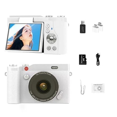 SnapFusion – 4K Ultra HD Digital Camera – White (with 32GB TF Card)