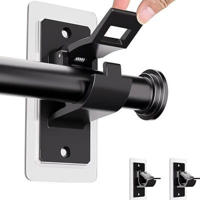 StickHold – No Drill Curtain Rod Brackets – Black / 2 PCS