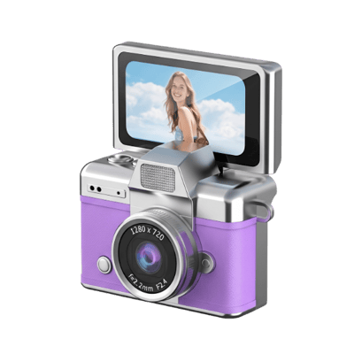SnapVault – Mini Flip Screen Retro Camera – Magenta
