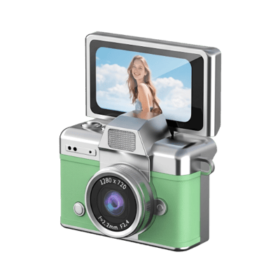 SnapVault – Mini Flip Screen Retro Camera – Light Green