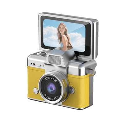 SnapVault – Mini Flip Screen Retro Camera – Light Yellow