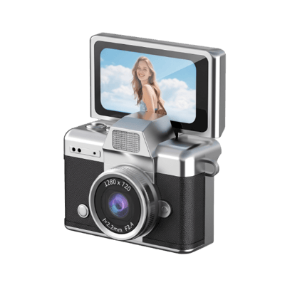 SnapVault – Mini Flip Screen Retro Camera – Black