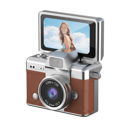 SnapVault – Mini Flip Screen Retro Camera – Coffee