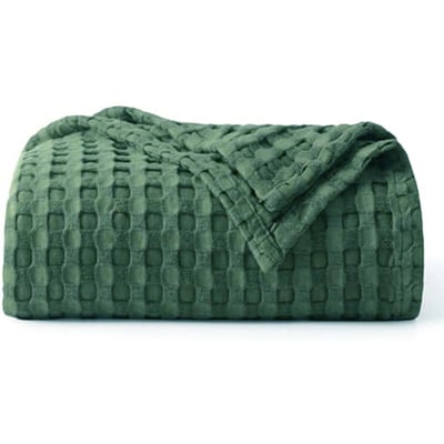 CloudWeave – Breathable Luxury Waffle Blanket – Green (150x200cm (59" x 79")