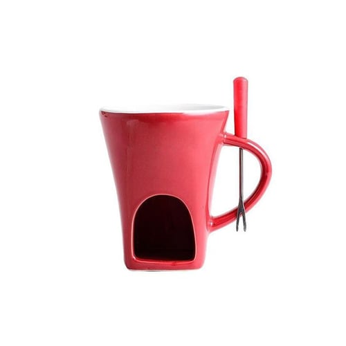 FondueMelt – Multi-Functional Ceramic Fondue Mug – Red