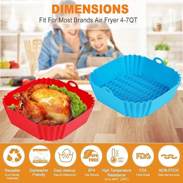 CrispMate – Non Stick Silicone Air Fryer Baking Tray – Brown