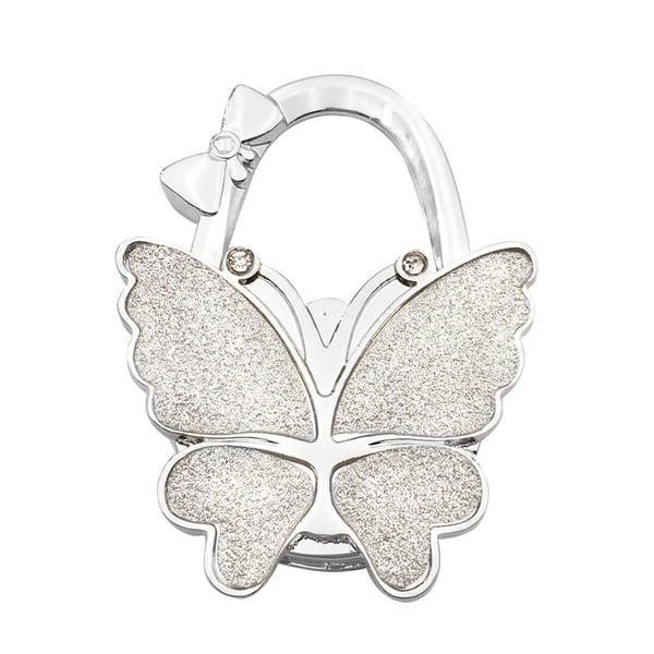 ButterHold – Foldable Butterfly Purse Hook – Frosted White Glitter
