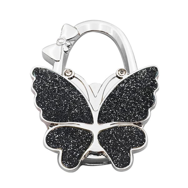 ButterHold – Foldable Butterfly Purse Hook – Frosted Black Glitter